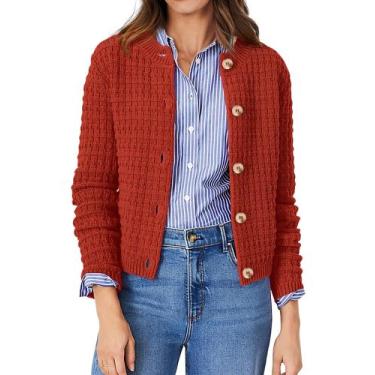 Imagem de Suéter Cardigan de Punto Feminino PRETTYGARDEN Laranja Vermelho XL