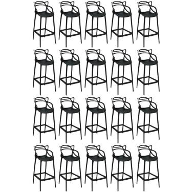 Imagem de Kit 20 Banquetas Allegra Com Encosto Design Cozinha/bancada - Preto