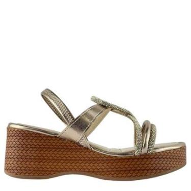 Imagem de Sandália Feminina Mississipi Anabela com Tiras Brilhantes e Plataforma-Feminino