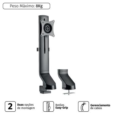 Imagem de Suporte para Monitor PLMSM01F para Telas de 17" a 32" com VESA 75X75 e 100X100 e Gerenc...