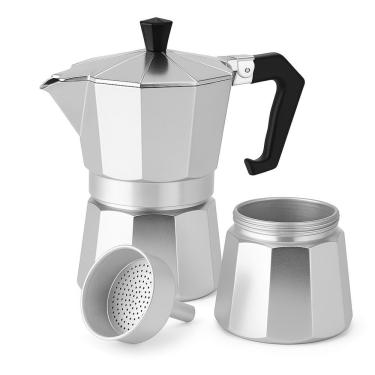 Imagem de Cafeteira Italiana Manual Yeet Cafeteira Moka 3 Xícaras 150 ml em Alumínio Prata 110V