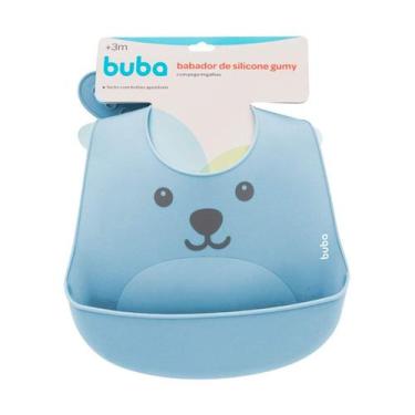 Imagem de Babador Azul De Silicone Com Pega Migalhas Gumy - Buba, Azul