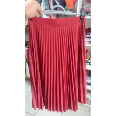 Imagem de Saia crepe vermelha tecido leve voal - Stilo Creppas