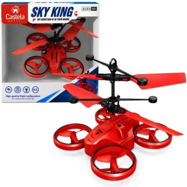 Imagem de Mini Drone Voador Vermelho Recarregável C/ Sensor de Movimento - Caste