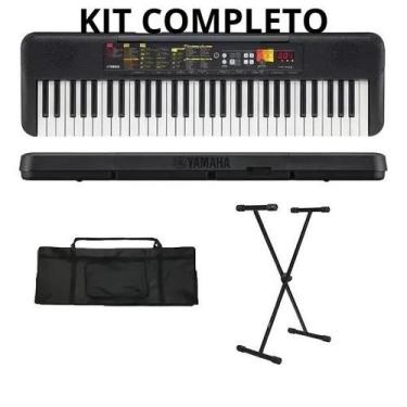 Imagem de Kit teclado f52 yamaha suporte capa iniciante estudante