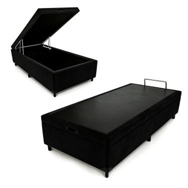 Imagem de Box Baú Max Ultra 79CM Casal Suede com Estrutura em Madeira Preto Maxispuma 79CM