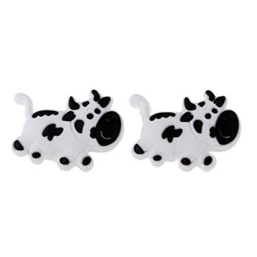 Imagem de Prettyia Pacote com 2 Acessórios para Amortecedor de Raquete de Tênis Esportivos Animal - Leve e Durável - Vaca Branca