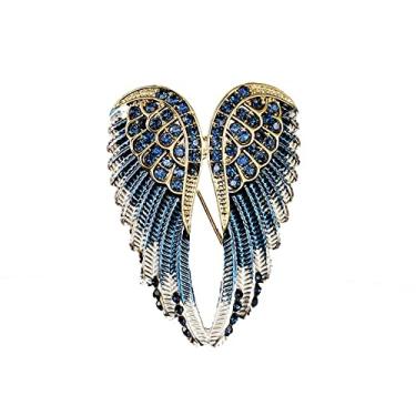 Imagem de jinyi2016SHOP Broche feminino Blue Angel Wings Jewelry Broches para mulheres Corsage Suit Pin Acessórios Fashion Costume Acessório (Cor do metal: Estilo 3)