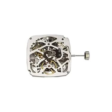 Imagem de MOUDOAUER Relógio mecânico quadrado automático oco com 3 ponteiros, acessório de reposição para relógio de peça sobressalente