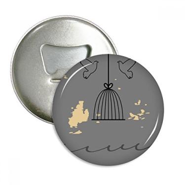 Imagem de Cage Abstrato Plantas Arte Padrão Abridor de Garrafas Imã de Geladeira Emblema Multifuncional