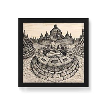 Imagem de Arte Maníacos Quadro Decorativo em Madeira Budismo Linhas - 30x30cm (Moldura caixa em laca preta)