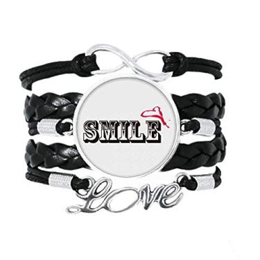 Imagem de OFFbb-USA Smile Life Grow Emotion Pulseira moderna para presente de arte déco, acessório de amor trançado de couro para presente