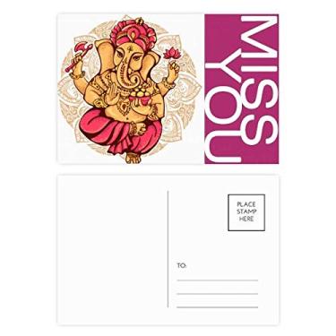 Imagem de Conjunto de cartões postais Miss de elefante budista budista Budista Religião Cartões postais Lado de agradecimento 20 peças