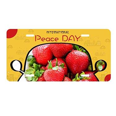 Imagem de DIYthinker Placa de carro com imagem de frutas vermelhas e morango, decoração de carro, dia da paz