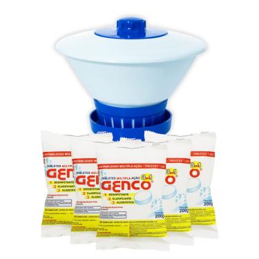 Imagem de Kit Clorador Margarida + 5 Pastilhas 3em1 Genco 200g