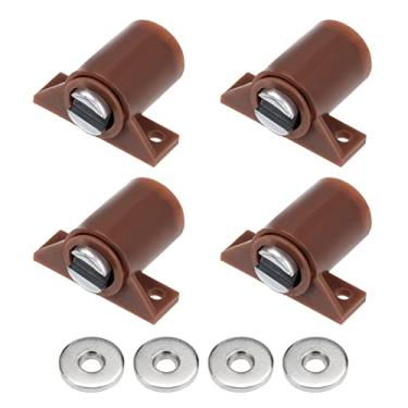 Imagem de METALLIXITY Travas magnéticas (2,9 x 3,18 cm) 4 peças, trava magnética de armário de plástico - para gaveta de porta de armário, decoração de casa, marrom
