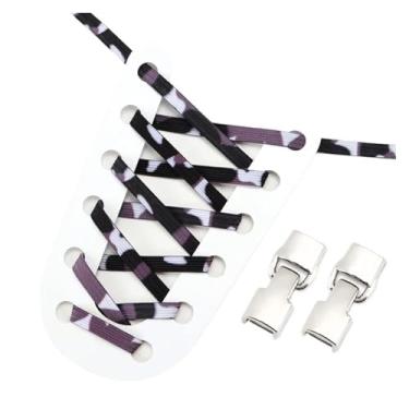 Imagem de Elastic Shoelaces Sneakers Mix And Match Colors No Tie Shoe Laces Children Adult Wide Fast Shoelaces(B-white camouflage)