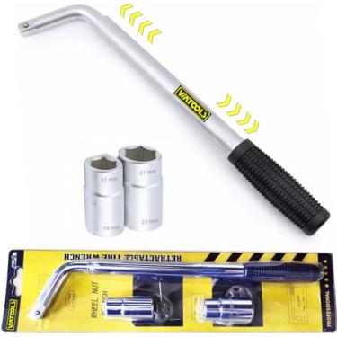 Imagem de VIATOOLS Chave universal estendida de 50,8 cm, chave de pneu resistente de 4 vias, soquetes padrão de 17 mm, 19 mm, 21 mm, 23 mm, para chave de roda cruzada