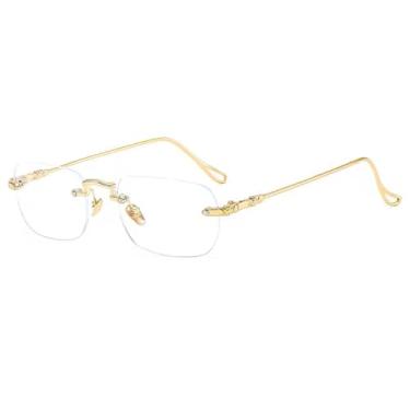 Imagem de Armação Sem Aro Minimalista Casual Moderno Oculos Para Grau Balgriff Leve Unissex (DOURADO)