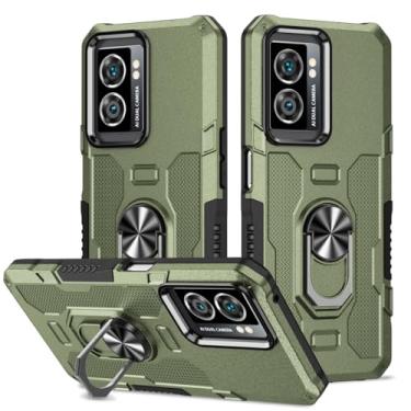 Imagem de Sidande Capa para Oppo A57 Capa/A57 5G/Oppo A77 5G/A77S/A57S, Suporte de suporte resistente, suporte magnético embutido para carro, à prova de choque, capa protetora para celular para Oppo A57 Verde