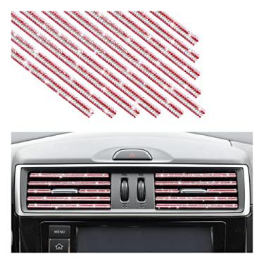 Imagem de 10 peças de acabamento brilhante para saída de ar do carro, tira de moldagem de decoração de ar condicionado automático de strass, cristal dobrável brilhante para mulheres, acessórios de interior de carro para a maioria dos carros (gradiente/vermelho)