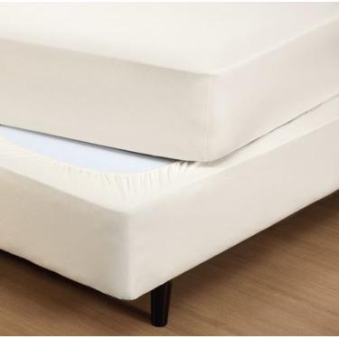 Imagem de Saia Elástica Casal Padrão Fit Box Em Malha 100% Algodão Pérola - FLor