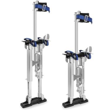 Imagem de Palafitas de drywall de 38 cm a 68 cm, altura ajustável, palafita de alumínio com joelheiras protetoras para pintura de teto, pintura de teto, fita adesiva ou corte alto de arbustos