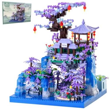Imagem de CAXIMSY Cherry Blossom Tree House Micro Building Blocks Set,Peach Blossom Pond Flowers Bricks Architecture Kit with LED Light Gifts for Adults and Kids（2500+Pieces）