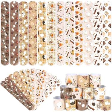 Imagem de Serencatcher 48 peças de pulseiras S'mores Slap em massa S'mores lembrancinhas de festa S'mores pulseiras para decorações de festa presentes acampamento fogueira acampamento aniversário chá de bebê