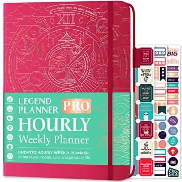 Imagem de Legend Planner Agenda horária PRO - Organizador semanal e diário com horários. Diário de agendas para trabalho e pessoal, A4 (rosa choque)
