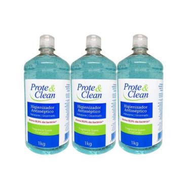 Imagem de Álcool Gel 70% Higienizador Antisséptico Prote & Clean 1kg - Kit 3 uni