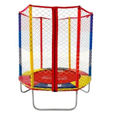 Imagem de Cama Elástica Pula Pula Infantil Pequeno Para Crianças 1,40m Com Rede de Proteção e Ziper Lona de Salto Especial Vermelha Com Proteção UV (até 60 Kgs) HENRI TRAMPOLIM