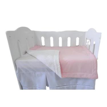 Imagem de Coberdrom Rosa Para Berço Edredom Com Sherpa Para Bebê - LuckBaby