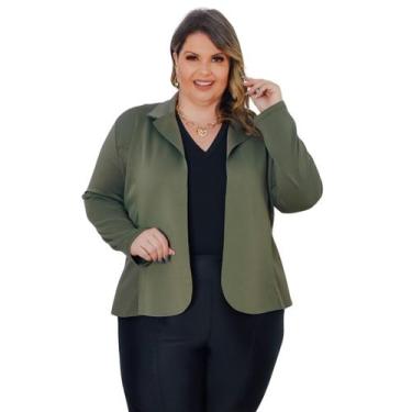 Imagem de Blazer Plus Size Feminino Neoprene Terninho Social G1 G2 G3 - MimallCe