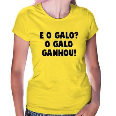 Imagem de Baby Look E o galo O galo ganhou! - Foca na Moda, Amarelo, GG