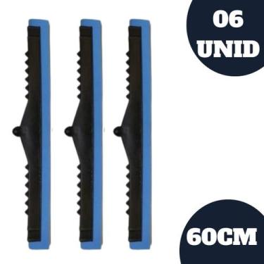 Imagem de 06 Rodo Plástico Duplo 60cm  Resistente Puxa e Seca S/ Cabo