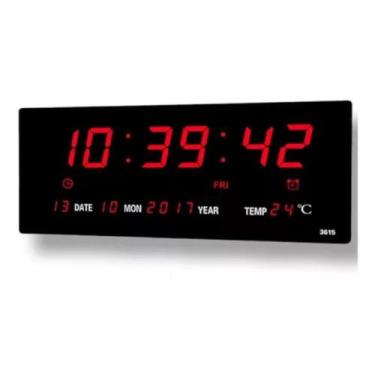 Imagem de Relógio de parede profissional super Led  Calendário/hora/temperatura 