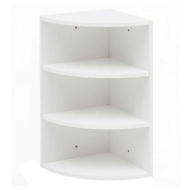 Imagem de Prateleira Estante de Canto com 3 Prateleiras Branca Móvel para Parede MDF 15mm 60x25cm angular decorativo quarto sala escritório cozinha