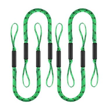 Imagem de Pacote com 4 linhas de doca elástica para barco com flutuadores de espuma e laço para ancoragem temporária rápida – cordas elásticas de amarração de 1,2 m para pontão, barco Jon e pequenos vasos