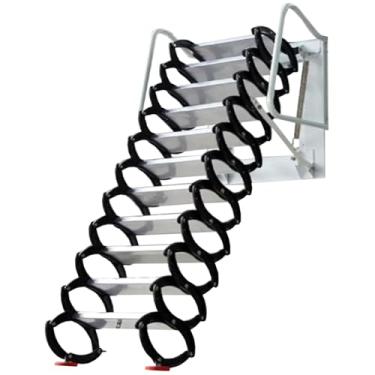 Imagem de Escada telescópica de escada telescópica Montada na escada do sótão puxe a escada de liga de magnésio de titânio para economia de espaço em casa