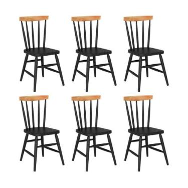 Imagem de Kit 6 Cadeiras de Jantar Madeira Maciça/MDF Multimóveis CR50120, Branc