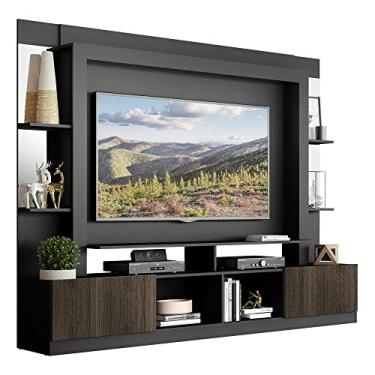Imagem de Estante com Suporte Tv 65" Prateleiras c/Espelho Oslo Multimóveis V3385 Preta/tenerife