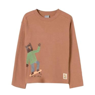 Imagem de Camiseta Básica Hering Kids Infantil Menino Manga Longa Marrom-Masculino