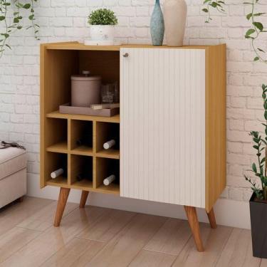 Imagem de Balcão Buffet Adega 1 Porta Cinamomo/Off White - Genialflex, Marrom Cl