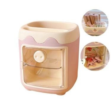 Imagem de Porta Lápis em formato de Mini Geladeira - Porta Objetos com adesivos 