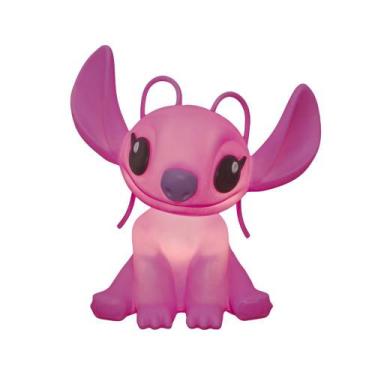 Imagem de Luminária Angel Stitch Rosa Personagem Disney Decoração Abajur Quarto 