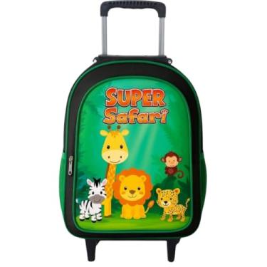 Imagem de Mochila Rodinha Masculina Escolar Infantil Menino Reforçada Safari Grande Juvenil Bolsa Passeio Viagem Criança Impermeavel