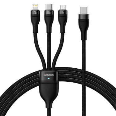 Imagem de Cabo 3 Em 1 Baseus Cass030201 Usb-c-usb-c + Lightning + Micro Usb Flash 100 W - Black 1.5 Metros
