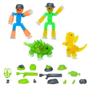 Imagem de Zing Stikbot Dino Theme Pack Bundle, Set of 2 Stikbots, 2 Stikbot Dinos and Dino-Themed Accessories, Create Stop Motion Animation