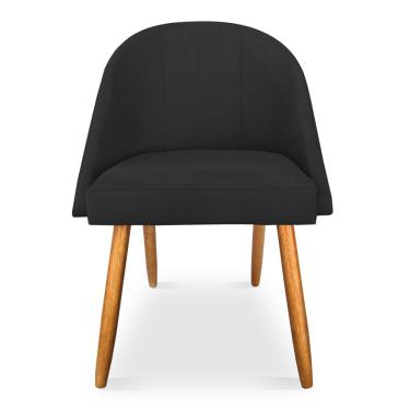 Imagem de Kit 08 Cadeiras Jantar Bela Suede Preto Pés Palito Castanho - Pallazio